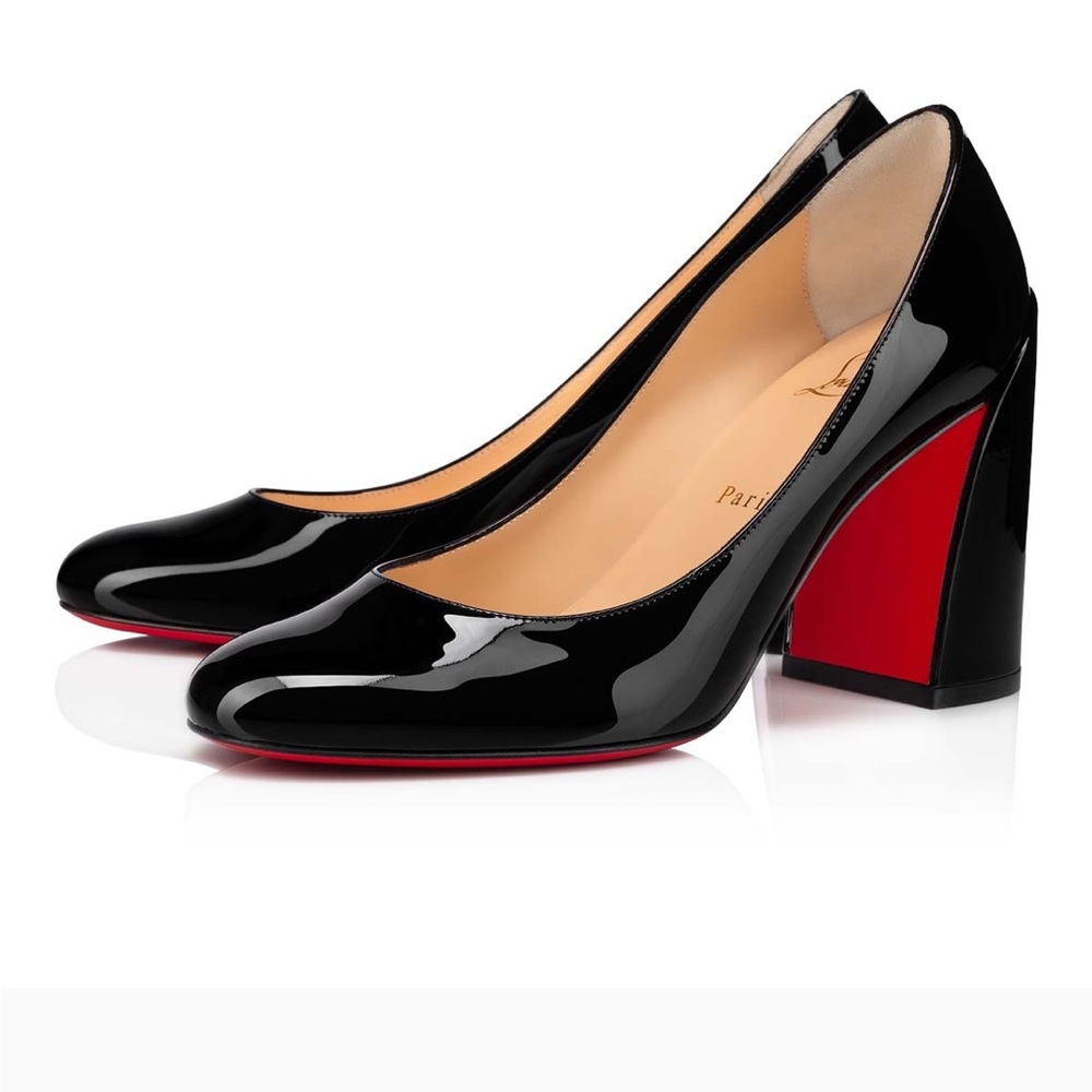 Christian Louboutin Miss Sab 85 black patent leather heels red sole 36 6 $895